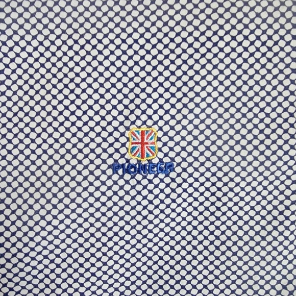 Pioneer Gragney London Button Down Shirt Blue White Pattern Logo Size XL. - Picture 5 of 12